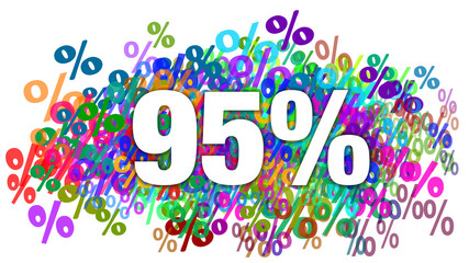 95 Percent White Text on Colorful Percentage Background
