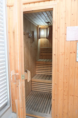 wooden private sauna at home