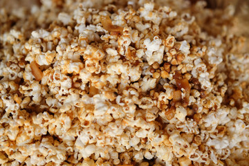 Popcorn texture background, sweet caramel popcorn