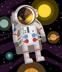 man in spacesuit floating around the solar system © matiasdelcarmine