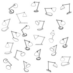 Lamps vintage background. Vector seamless pattern.