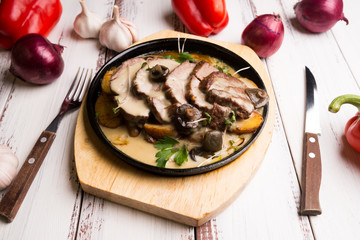 beef with potatoes and mushrooms