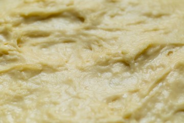 Raw yeast cake growing in bowl