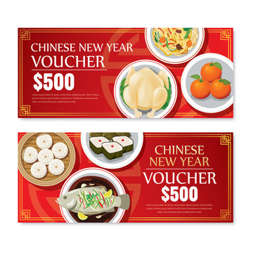 chinese new year sale voucher design template