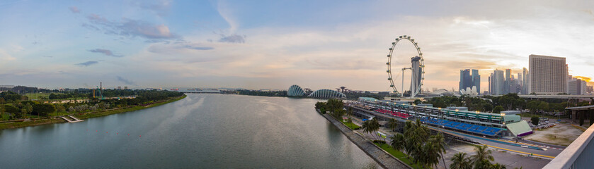 Panorama view of Marina Bay. High view of Singapore City, Marina