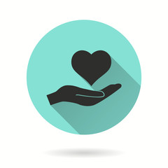 Heart in hand - vector icon.