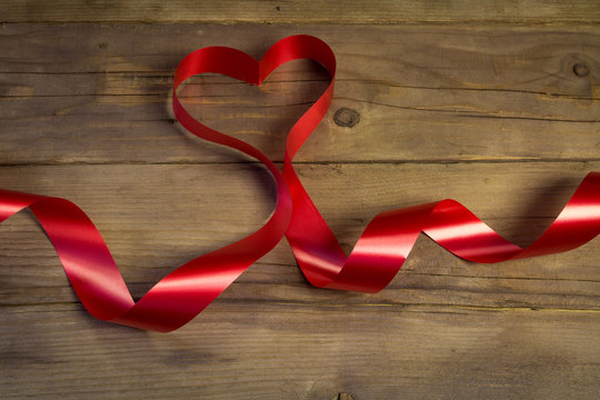 Valentines day heart shaped ribbon