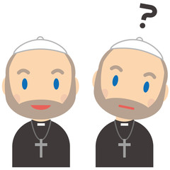かわいい西洋人系の神父さん　男性 お爺さん
　笑顔とハテナ