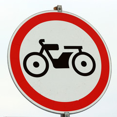 Prohibiting road sign - the Movement of motorcycles is prohibite