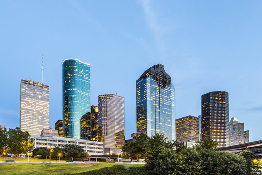 Skyline Of Houston In The Evening