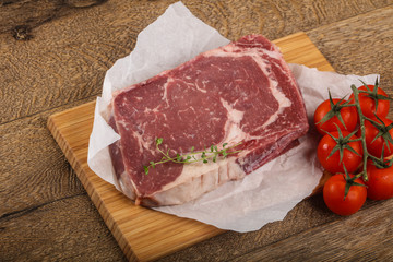 Raw ribeye steak