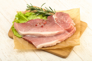 Raw pork steak