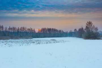 Polish typical winter rural landscape