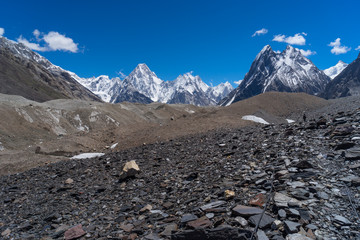Gasherbrum mountain massif and Mitre peak, K2 trek, Pakistan