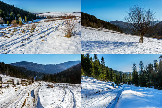 winter countryside in mountains image set
