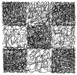 Abstract hand drawn scribble doodle checkerboard chaos pattern t