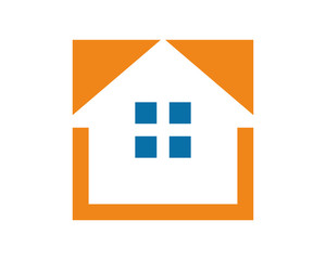 orange house icon silhouette