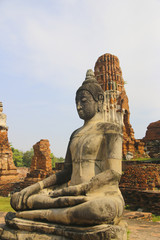 Fototapeta premium Stock Photo:.Ancient buddha statue at Wat Mahathat Buddhist temp