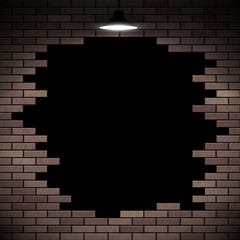 Black hole in the brick wall. Stock vector.