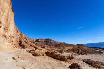 Fototapeta premium Desert mountains with blue sky in the background 