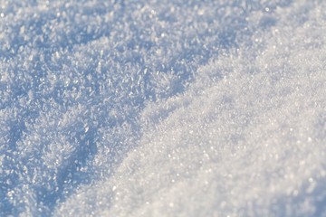 Close up of real snow patterns in winter.