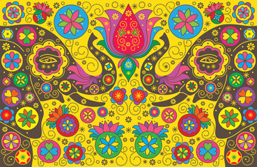 Colorful background with elephants. Vector illustration. Symmetr