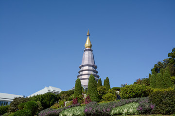 Fototapeta premium pagoda on the moutain (Noppa methanidon-nop pha phon phum siri stupa),Doi Inthanon National Park, Thailand.