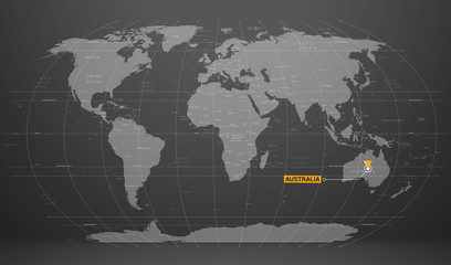 Detailed World map of gray colors. Names, town marks and national borders are in separate layers.