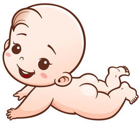 Vector Illustration of Cartoon Cute Baby