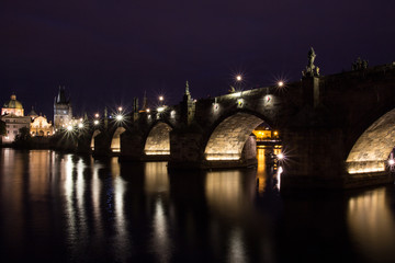 Fototapeta na wymiar Prague Charles Bridge at night