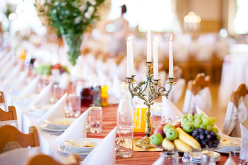 Beautiful wedding reception table decoration