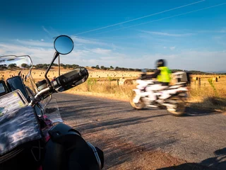 Gordijnen Traveling on a motorcycle © cineuno