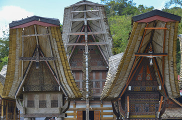 Obraz premium Tongkonans, casas tradicionales en Tana Toraja, Sulawesi, Indonesia