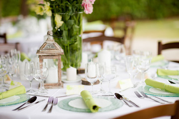Beautiful wedding reception table decoration