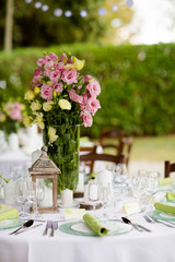 Beautiful wedding reception table decoration