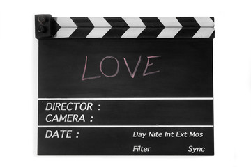 Naklejka premium Love story film slate