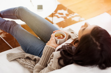 Woman relaxing at home