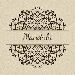 Wedding invitation or greeting card with floral mandala.