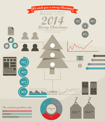 Christmas infographic set with charts and data elements