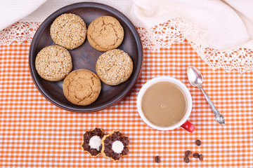 Coffee with milk and cookies