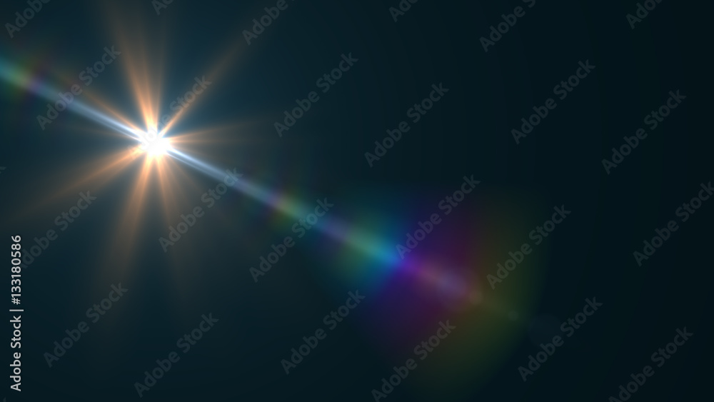 Wall mural lens flare light over black background. easy to add overlay or screen filter over photos