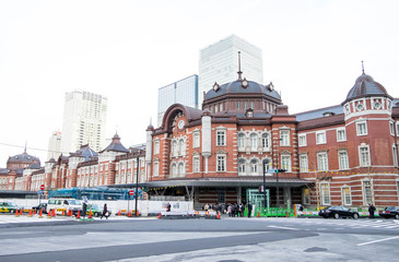 Fototapeta na wymiar Exterior of Tokyo Station in Fall season.