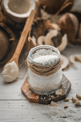 still life with coconut and  flakes