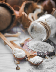 still life with coconut and  flakes