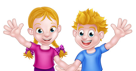 Cartoon Boy and Girl Kids