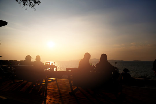 Silhouette At The Beachfront Restaurant