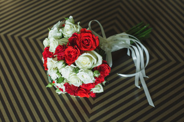 Beautiful wedding colorful bouquet for bride. Beauty of colored