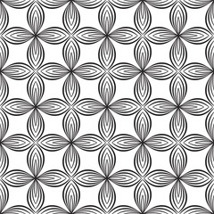 Seamless floral geometric black and white ornament