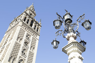 The Giralda, the bell tower of the Seville Cathedral in Seville, Spain