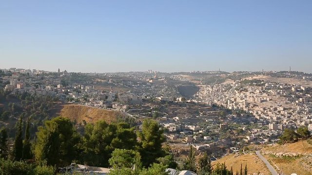 Wide shot of old city of Jerusalem